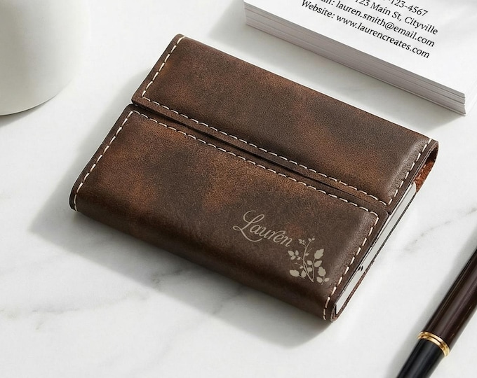 Personalized Business Card Holder | New Job Gift for Her, Graduation Present