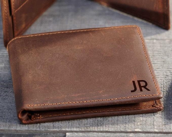 Personalized Engraved Cowhide Leather Men's Wallet – Custom Coin Wallet, Ultimate Gift for Father's Day, Graduation, Valentine’s & Christmas
