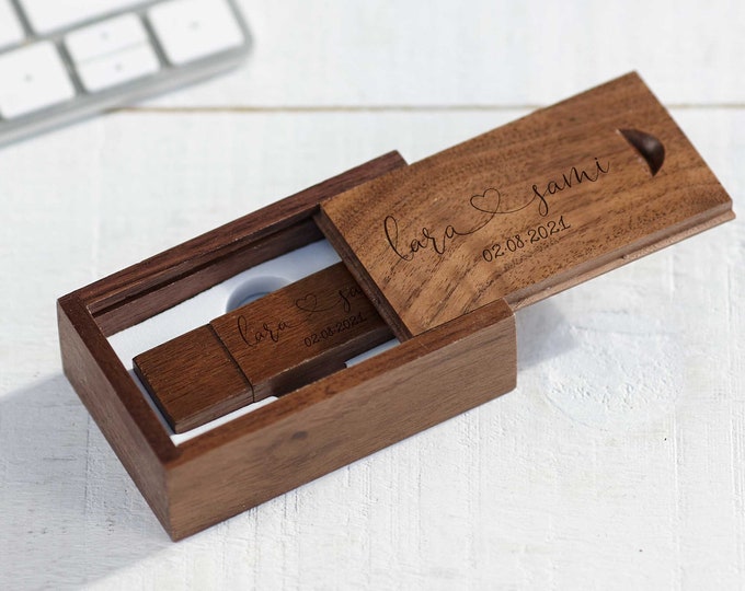 Personalized Wooden USB 16GB, Engraved USB In a box, Wedding Flash Drive, Memory Drive, Custom Flash Drive, Memory Stick