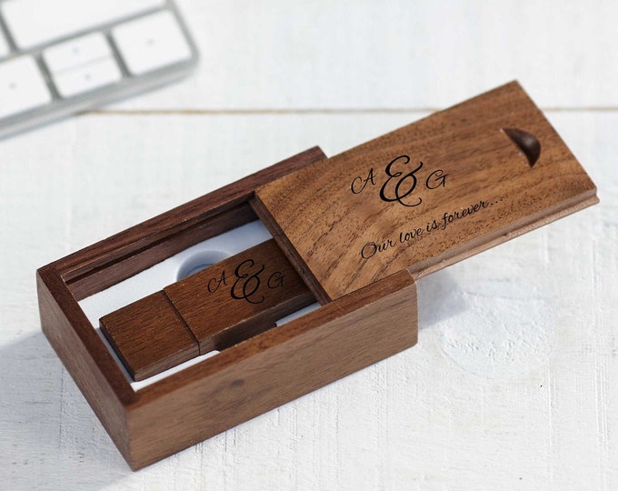 Personalized Wooden USB 32GB, Engraved USB In a box, Wedding Flash Drive, Memory Drive, Custom Flash Drive, Memory Stick, Wedding Gift
