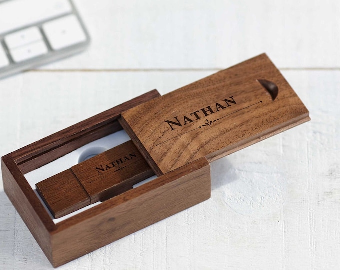 Personalized Wooden USB 32GB, Engraved USB In a box, Wedding Flash Drive, Memory Drive, Custom Flash Drive, Memory Stick