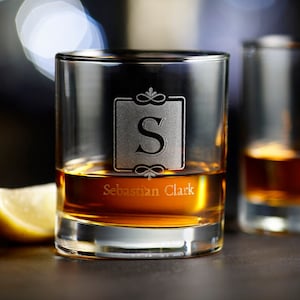 Personalized Whiskey Glass, Groomsmen Gift, Custom Rocks Glass, Engraved Glass, Scotch Glasses, Monogram Whiskey Glass