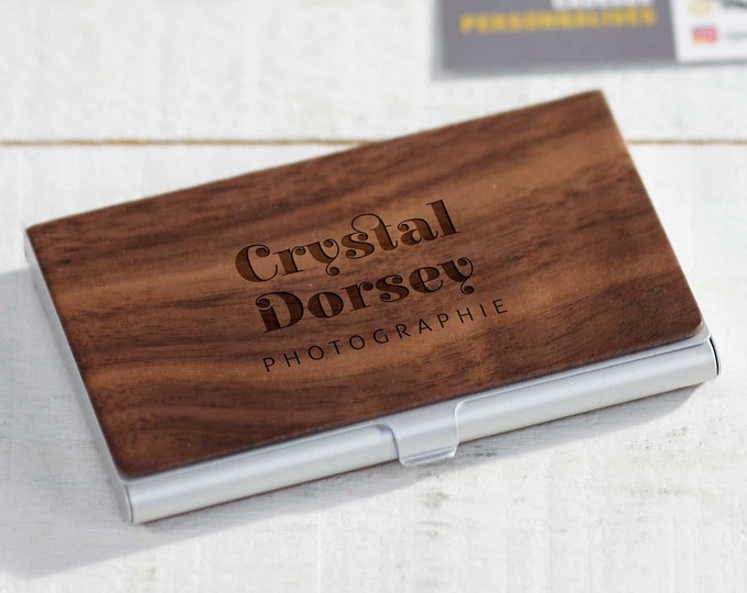 Customized Business Cards Holder, Personalized Wooden Business Cards Holder, Gift for Boss, Graduation, Colleague, Professional, Executive