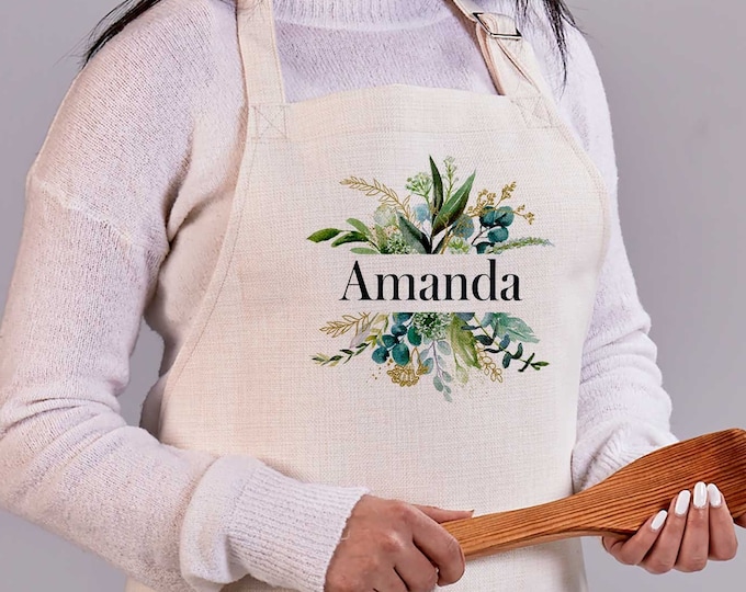 Personalized Apron, Custom Printed Apron, Cream Color Apron, Mother's Day Gift, Bridal Shower Gift, Personalized Kitchen Apron, Gift For Her