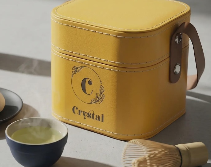 Personalized Portable Travel Tea Set with Laser Engraved Case - Outdoor - Teapot & 3 Cups - Ideal Gift for Her - Mother's Day, Christmas