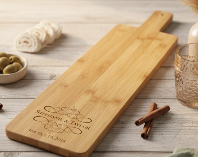Baguette wood cutting board, Personalized cheese board, wedding gift, housewarming gifts, wedding gifts, Christmas gifts