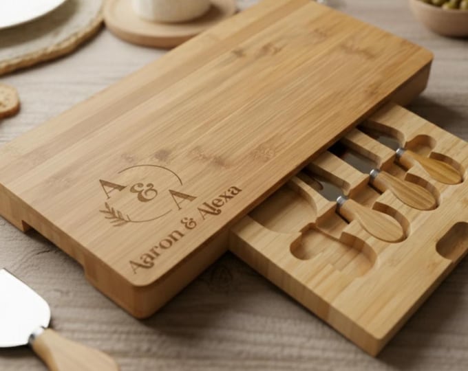 Personalized cheese board set, Charcuterie Board, Engraved cutting board, Wedding gifts, Gifts for the couple, Engagement, Housewarming Gift