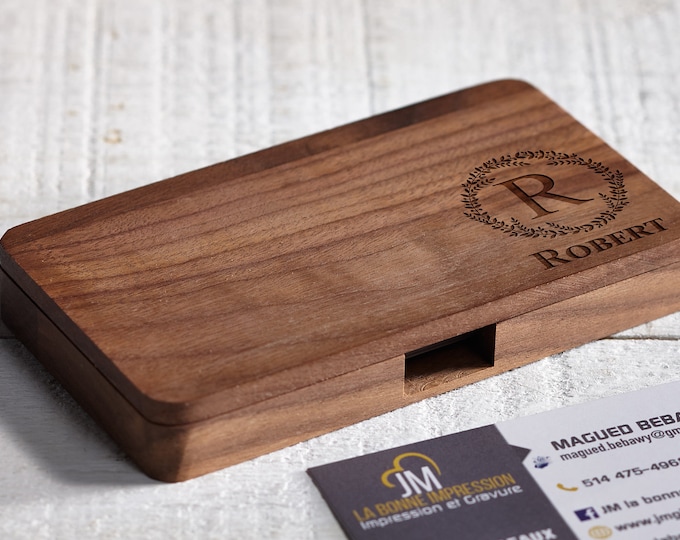 Customized Business Card Holder, Personalized Wooden Business Card Holder, Promotion gift, Boss Gift, Executive gift, Corporate Gift