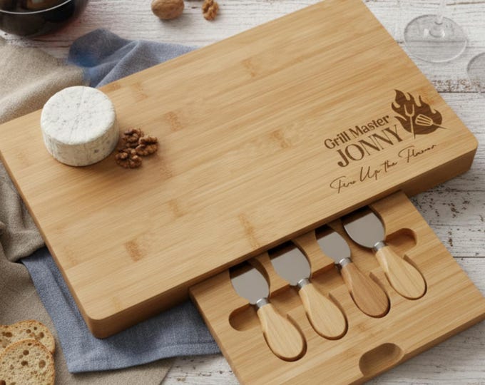 Personalized Charcuterie Board, Grilling Gift: Custom Engraved Cheese Board, Personalized Gift for Him, Food Lover Gift, Gift for Dad