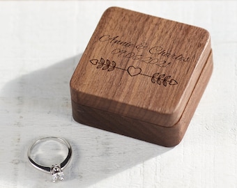 Personalized Wedding Ring Box, Ring Bearer Ring Box, Engagement Ring Box, Ring Box Holder, Custom Wood Ring Box, Proposal Ring Box