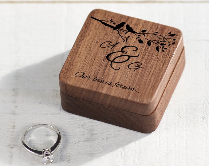 Personalized Wedding Ring Box, Ring Bearer Ring Box, Engagement Ring Box, Ring Box Holder, Custom Wood Ring Box, Proposal Ring Box