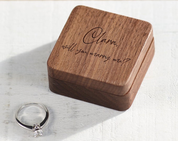 Personalized Wedding Ring Box, Ring Bearer Ring Box, Engagement Ring Box, Ring Box Holder, Custom Wood Ring Box, Proposal Ring Box