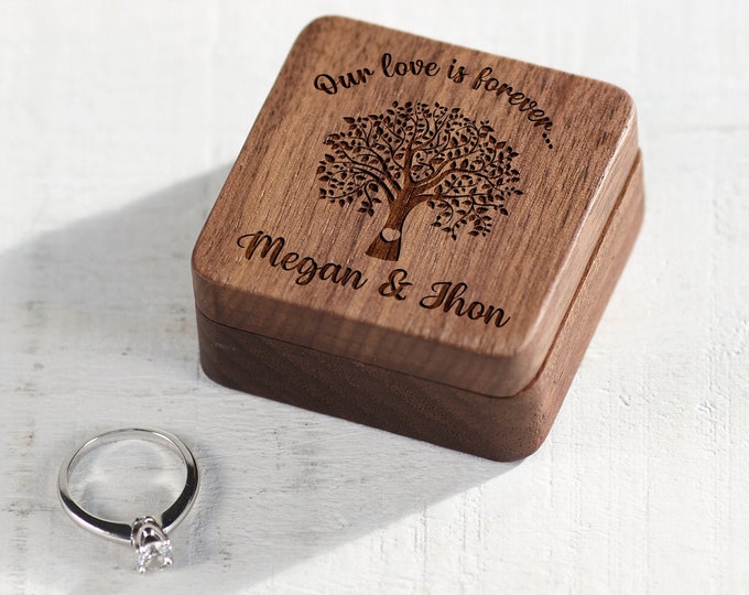 Personalized Wedding Ring Box, Ring Bearer Ring Box, Engagement Ring Box, Ring Box Holder, Custom Wood Ring Box, Proposal Ring Box