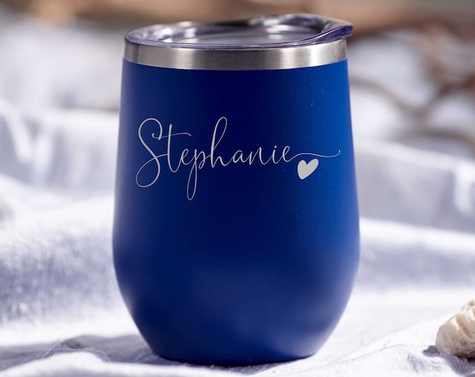 Personalized wine tumbler, Bridesmaid tumbler, Insulated tumbler, Engraved wine tumbler, Wedding gift, Gift for her