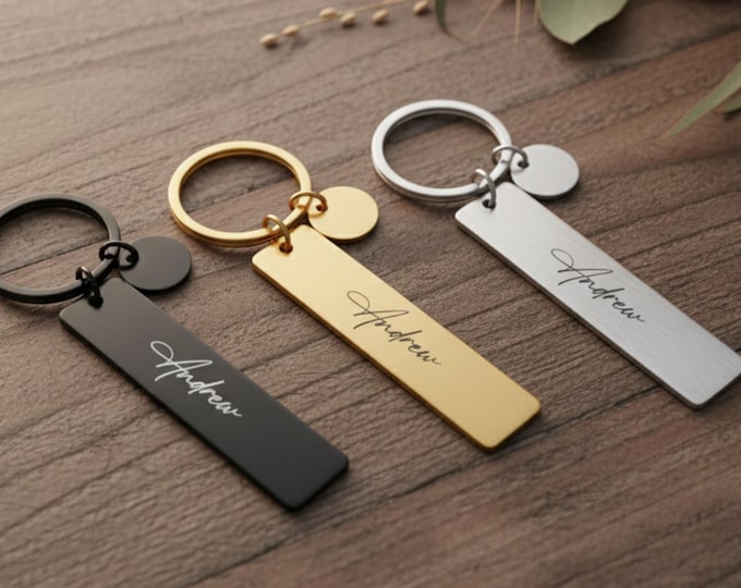 Personalized Stainless Steel Keychain — Custom Engraved Key Fob Gift for Him or Her