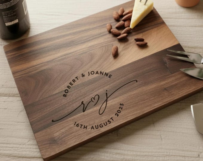 Personalized cutting board, Gift for The Couples: Custom Engraved Charcuterie Board, Wedding Gift, Housewarming Gift, Anniversary Gift