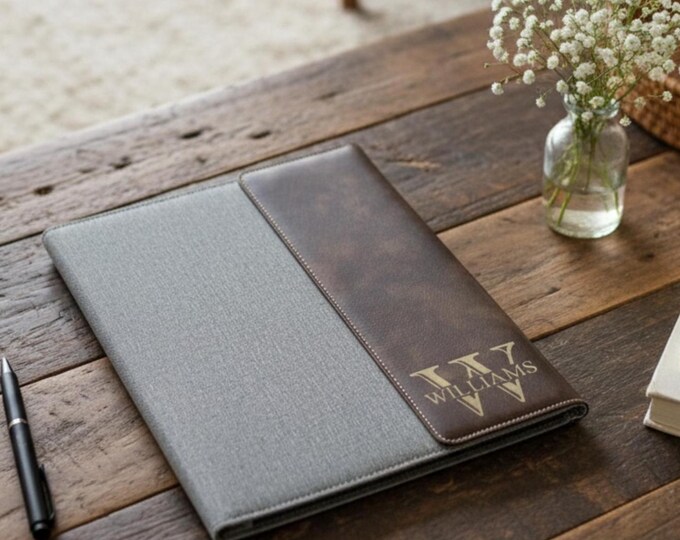 Personalized Leather Portfolio - Custom Notepad - Engraved Planner Pad: Graduation, Coworker, Colleague, Boss, Professional, Business Gift