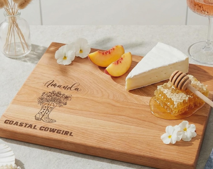 Personalized Coastal Cowgirl Cutting Board, Custom Western Serving Tray