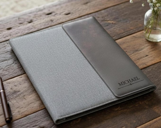 Personalized Leatherette Canvas Portfolios, Personalized notepad, Custom portfolio, Graduation Gifts, Boss gifts, Business Gift