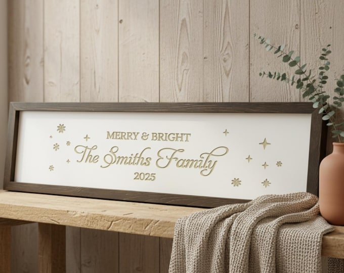 Personalized Christmas Sign: Rustic Farmhouse Decor, Custom Family Gift
