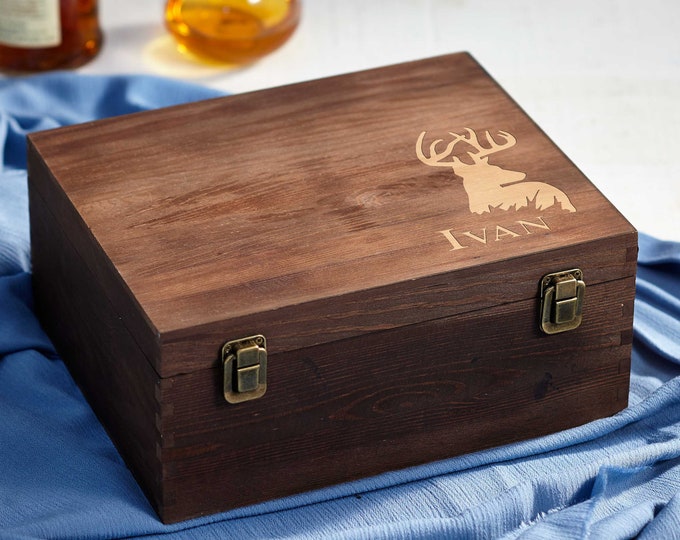 Personalized Wooden Gift Box, Engraved Name Box, Wooden Keepsake Box, Groomsman Gift Box, Rustic Gift Box, Christmas Gift Box