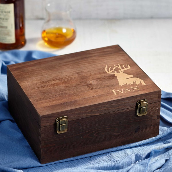 Personalized wooden gift box, Engraved Name Box, Wooden Keepsake box, Groomsman gift box, Rustic Gift Box, Christmas gift box