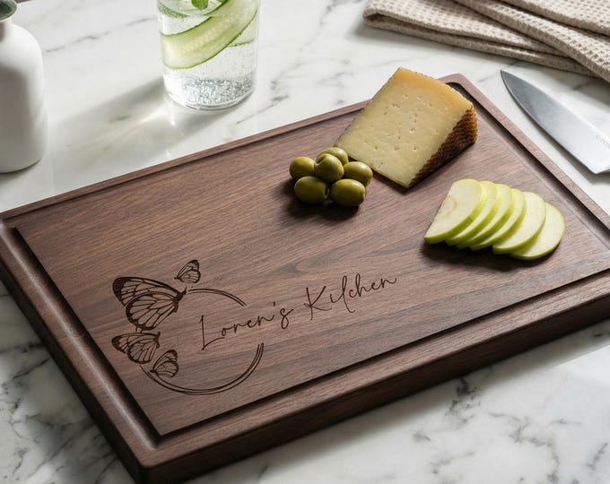 Personalized Cutting Board For Her | Gift for Mom, Butterfly Lover Present