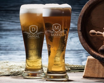 Verre à bière personnalisé, verre à bière gravé sur mesure, cadeau de mariage pour les palefreniers, verre à bière monogrammé, cadeaux pour palefreniers, verre à bière Pilsner