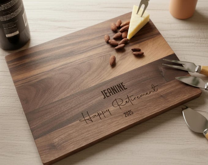 Personalized Cutting Board – Retirement: Custom Cutting Board, Retirement Party, Appreciation Gift, Retiree, Coworker, Employee Goodbye