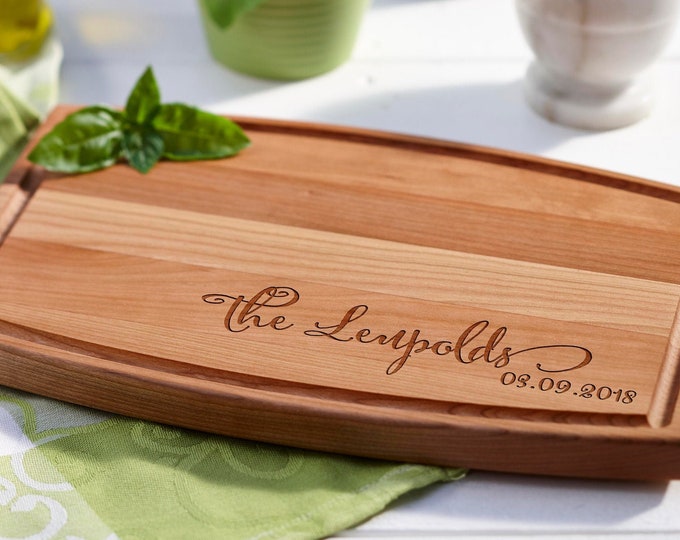 Personalized cutting board, Custom Engraved Family Name Charcuterie Board: Ideal For Wedding, Housewarming, Anniversary, Engagement Gift