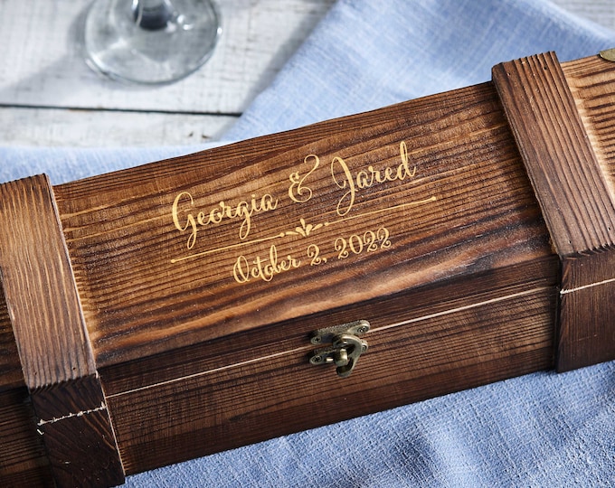 Personalized wooden wine box, Rustic wine box, Wooden wine crate, anniversary gift, wedding gift, corporate gift, Christmas gift
