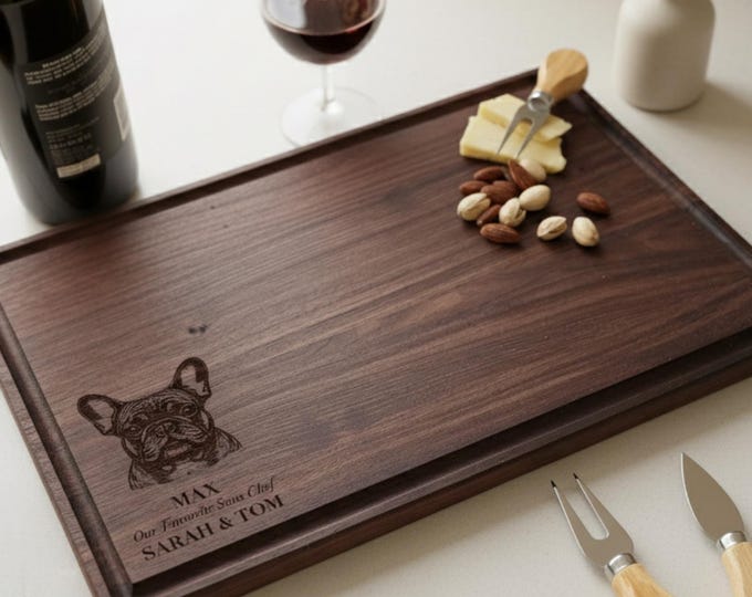 Personalized Cutting Board – French Bulldog: Custom Engraved Charcuterie Board, Dog Lovers, Pet Owner, puppy, Dog Board Gift