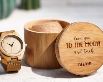 Personalized Wooden Men's Watch, Engraved Watch for Men , Wood Watch box, Gift for Him, Husband gift, Groomsmen Gift, Fathers day gift