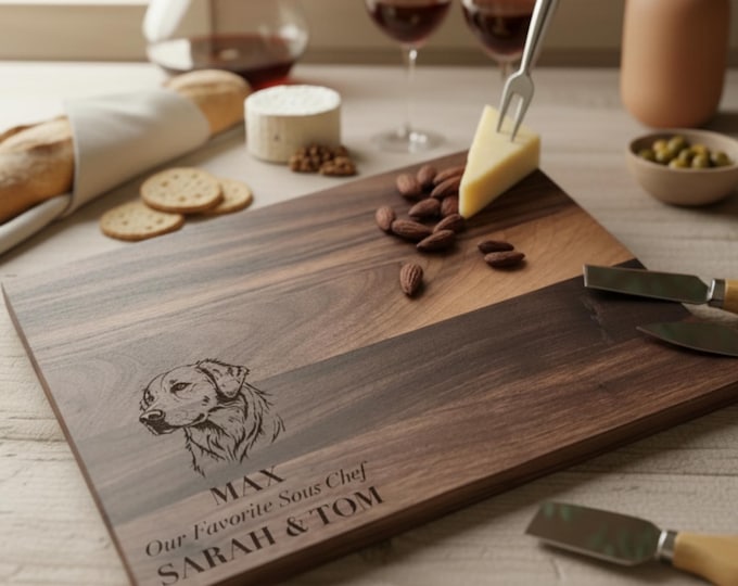Personalized Cutting Board – Dog Owner Gift: Custom Engraved Charcuterie Board, Pet Photo Engraved, Puppy Gift, Dog Portrait Gift