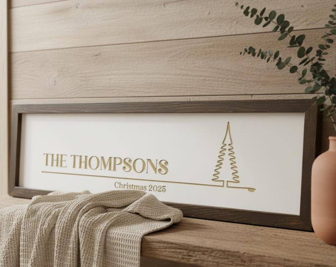 Personalized Christmas Sign: Rustic Farmhouse Decor, Custom Family Gift