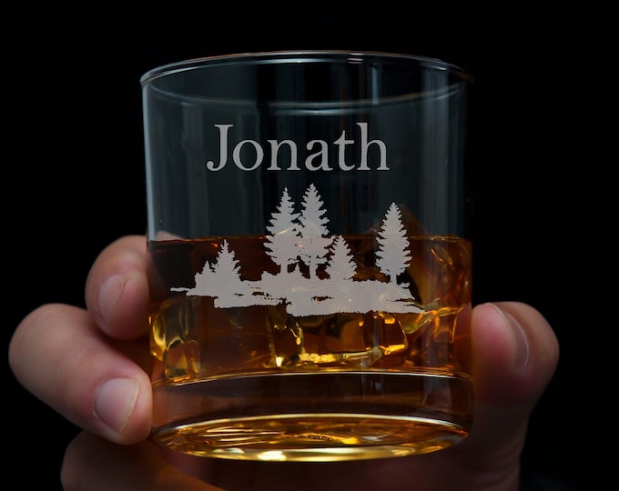 Personalized Whiskey Glass, Groomsmen and Whiskey Lovers Gift, Custom Engraved Scotch Glass, Etched Monogram Rocks Glass, Bachelor Party