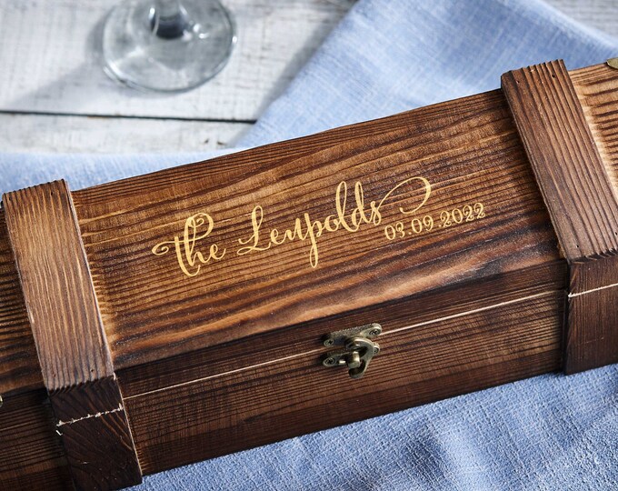 Personalized wooden wine box, Rustic wine box, Wooden wine crate, anniversary gift, wedding gift, corporate gift, Christmas gift