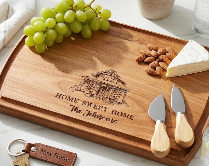 Realtor Closing Gift | Personalized Cutting Board & "Home Sweet Home" New House Present