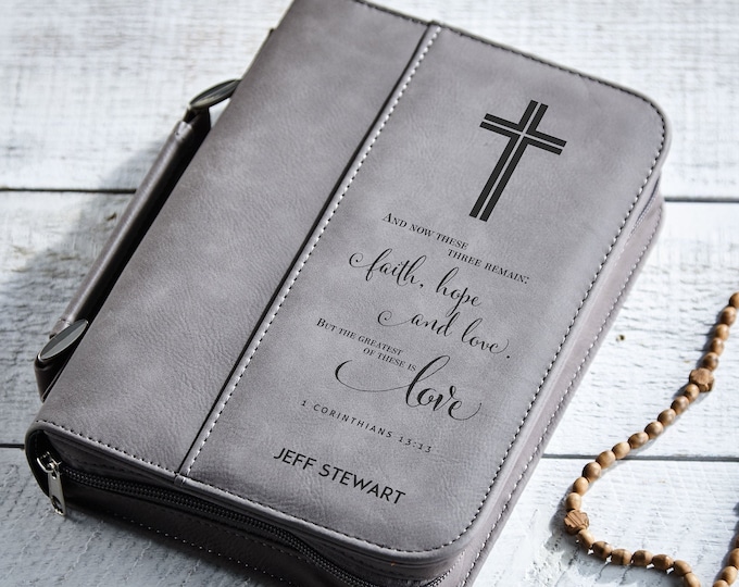 Personalized bible cover,  Leatherette Bible Cover, Custom Bible Cover, Christian Gifts for Men, First Communion  gift