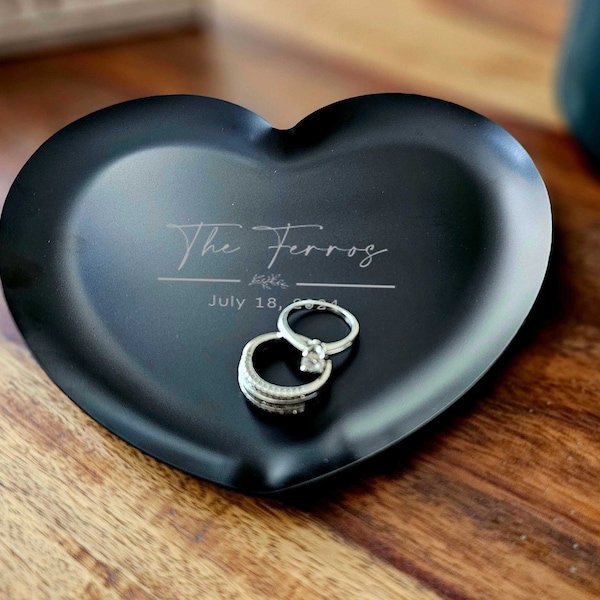 Personalized Heart Ring Dishes: Elevate Your Special Day with Engraved Elegance! Engagement & Wedding Gift | Bride To Be Gift