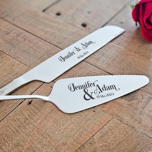 Personalized Wedding Cake Knife and Server Set: Laser Engraved with Four Color Options, Custom knife and server set, wedding gift image 3