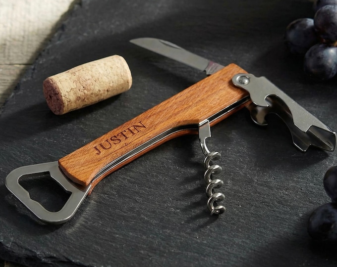 Personalized Wine Bottle Opener,  Personalized Bottle Opener, Custom Beer Opener, Engraved Multi Tool Corkscrew, Ideal Groomsmen gifts