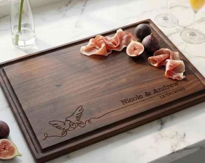 Personalized cutting board, Pigeons: Custom Engraved Charcuterie Board, Engagement Gift, Wedding Gift, Newlyweds Gift, Couples Gift