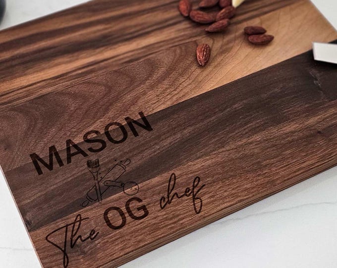 Personalized cutting board – "The OG Chef": Custom Engraved Charcuterie Board, Ideal Gift For Chef, Cook, Birthdays, Housewarming, coworkers