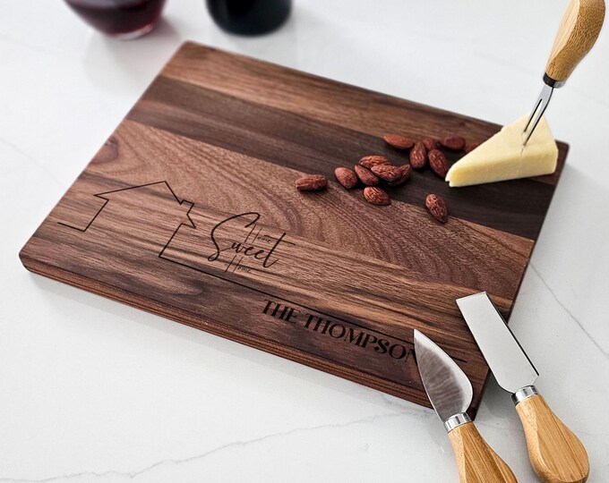 Personalized cutting board, Home Sweet Home: Custom Engraved Housewarming Gift for  Realtor Closing, Wedding Gift, Engagement Gift
