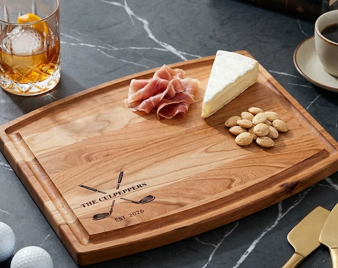 Personalized Charcuterie Board – Golf Lovers: Custom Engraved Cutting Board | Elegant Gift Idea For Golf Enthusiast Families Or Couples