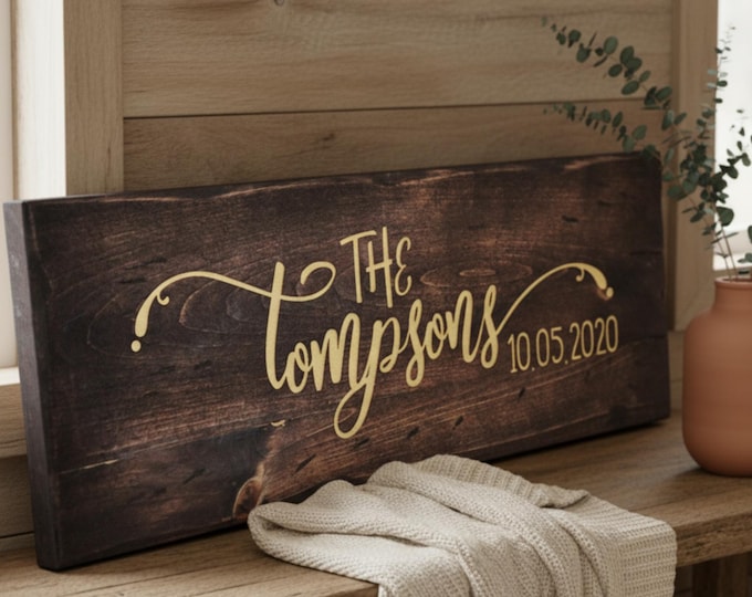 Personalized Family Name Wood Sign: Rustic Farmhouse Decor