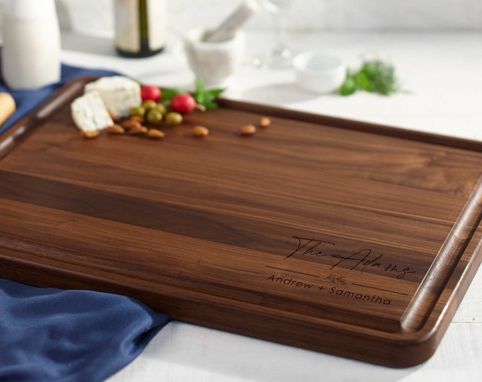 Walnut with Juice Groove, Personalized cutting board, Custom cutting board, Engraved cutting board, Wedding gifts,  Christmas gifts