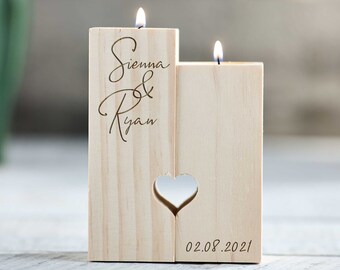 Personalized Candle holder, Customized Candle Holder, Home Decor, Wooden Tealight Holder, Gift for the couple, Wedding, Christmas Gift