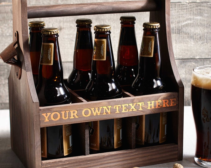 Personalized Beer Caddy, Wooden beer Carrier,  Six Pack Beer Holder, Father's day gift, Gift for him, Groomsman Gift, Christmas Gift